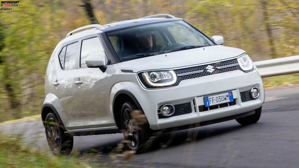 #2 Suzuki Ignis: 
Dank seiner geringen Länge von nur 3,70 Meter nimmt der Suzuki Ignis eine Sonderstellung unter den SUVs ein. Bei 12.740 Euro beginnt das schlichte Basismodell. Eine Motorenauswahl gibt es nicht, unter der Haube steckt stets der 90-PS-Benziner.