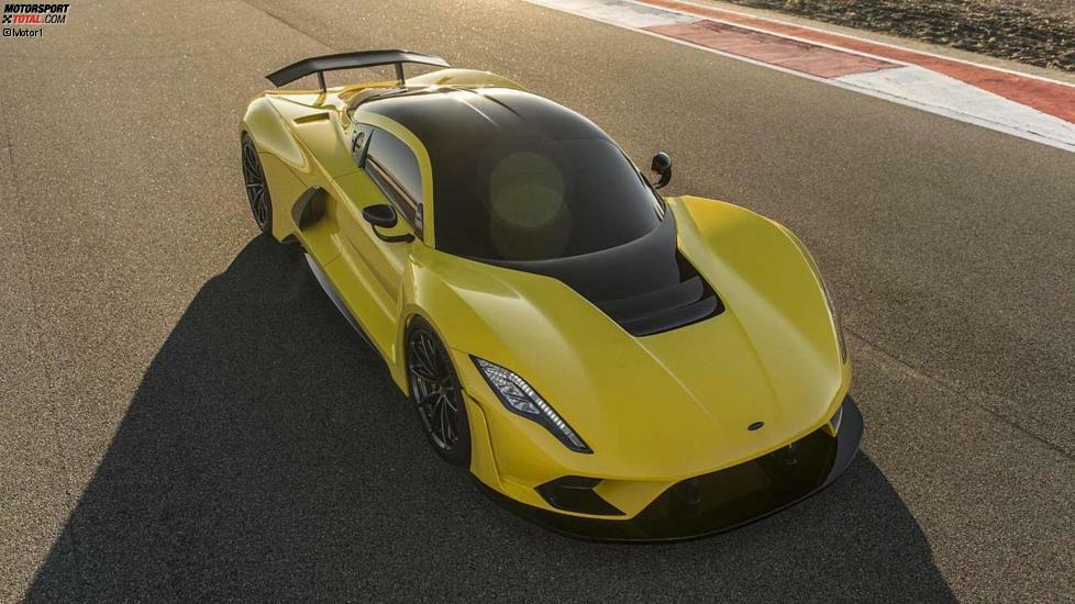 Hennessey Venom F5 - 1.622 PS: Erbaut vom texanischen Leistungs-Papst John Hennessey soll er den Titel des schnellsten Autos der Welt wieder nach Texas holen. Dafür kriegt er einen 7,4-Liter-Biturbo-V8 mit mehr als 1.600 PS. Zu schlagen gilt es die 444,6 km/h des Koenigsegg Agera RS. 24 will Hennessey bauen. Stückpreis: etwa 1,3 Mio Euro.