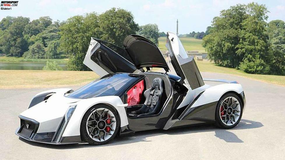 Dendrobium D1 - 1.800 PS: Der Dendrobium D-1 ist ein rein elektrisches Hypercar mit sehr schwer auszusprechenden Namen. Vorgestellt wurde er auf dem Genfer Salon 2017, nun will man das Auto in Großbritannien bauen. Die Leistung wird mit 1.800 PS und 2.000 Nm angegeben. Er soll in 2,7 Sekunden auf 100 km/h sprinten und 322 km/h schaffen.