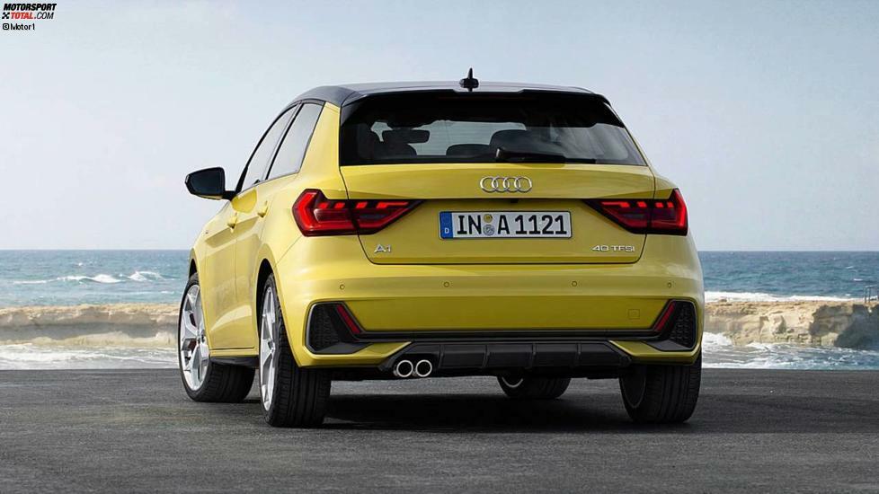 Audi A1 Sportback 2019: Die zweite Generation des Premium-Kleinwagens präsentiert sich optisch wesentlich maskuliner und kantiger als bisher. Der A1 kommt ausschließlich als Fünftürer mit aufgeladenen Benzinmotoren zwischen 95 und 200 PS. Eine Neuauflage des knalligen S1 mit Allrad und kolportierten 250 PS wird es übrigens nicht geben.