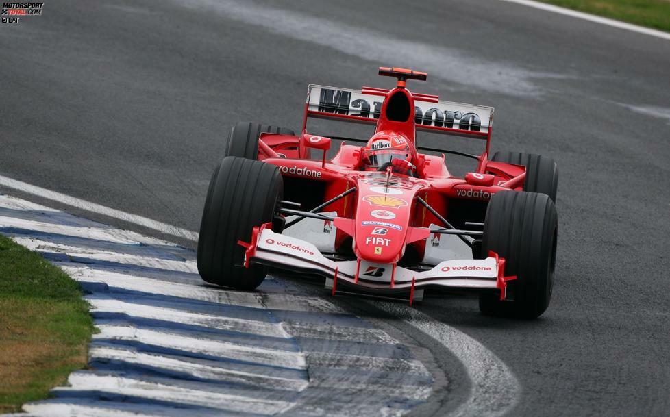 Ferrari F2005: Nach fünf WM-Titel in Serie ist 2005 Schluss mit der Ferrari-Dominanz. Das neue Reglement bremst die Scuderia ein, und im F2005 reicht es für Schumacher lediglich zu einem Sieg beim Skandalrennen in Indianapolis. Nach Saisonende wird der Bolide direkt eingemottet. Bilanz: 17 Rennen, 1 Sieg, 1 Pole-Position
