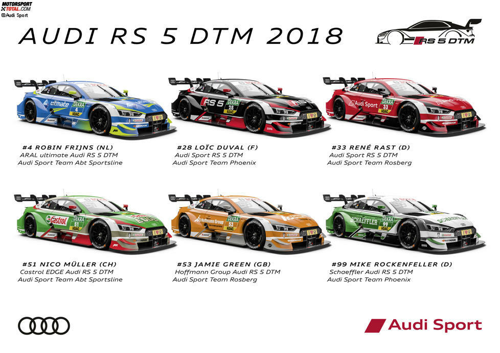 Die Audi-Fahrzeug-Designs für die DTM-Saison 2018