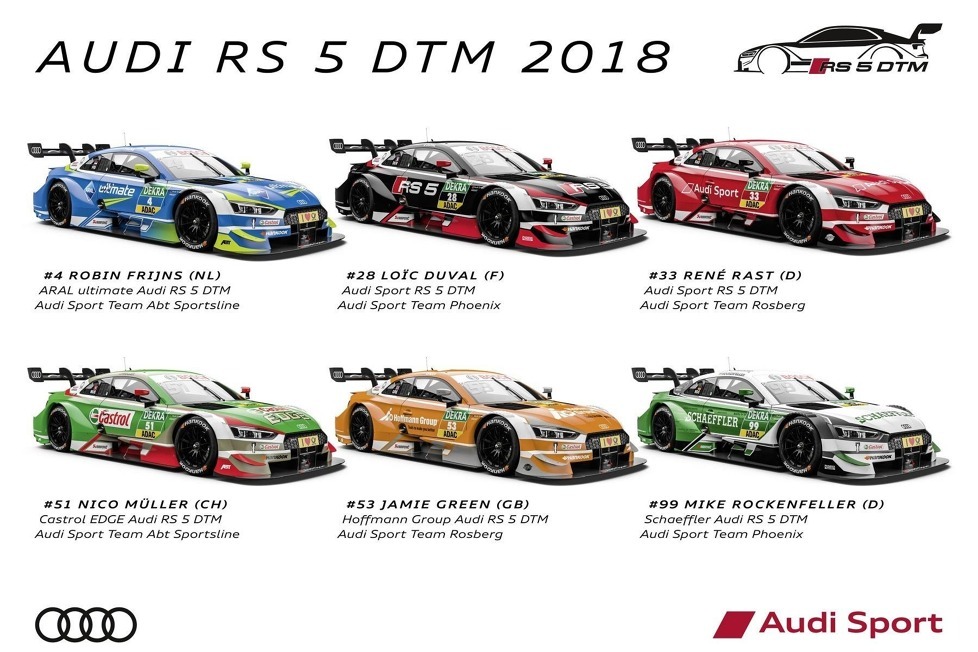 Audi präsentiert die Fahrzeug-Designs für die DTM-Saison 2018 - Neue Farben und neue Nummern!