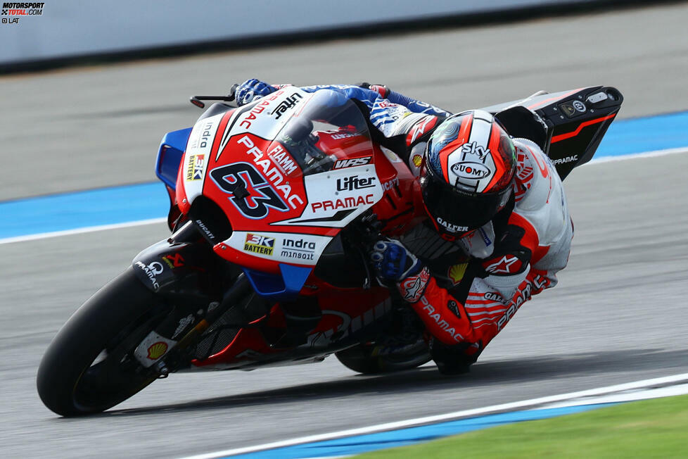 Die MotoGP-Debütsaison 2019 gestaltet sich mit der Vorjahres-Ducati schwierig. Bagnaia stürzt häufig und hat Anpassungsprobleme. Einziges Highlight ist Platz vier in Australien. Er beendet seine Rookie-Saison mit 54 Punkten als WM-15.