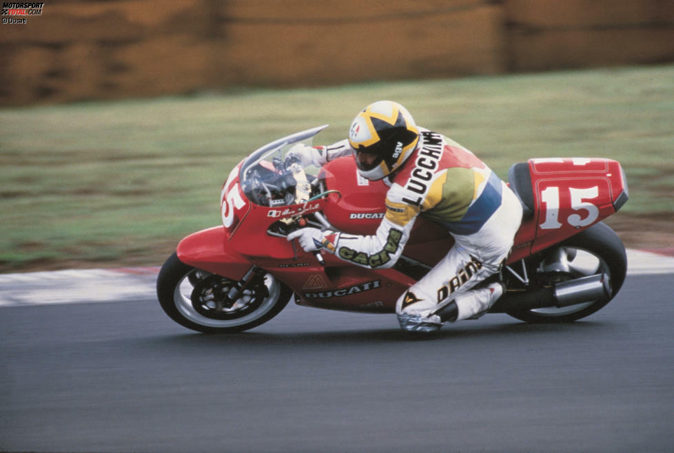 Marco Lucchinelli gewann 1988 mit der Ducati 851 in der Debütsaison der Superbike-Weltmeisterschaft zwei Rennen und wurde WM-Fünfter.