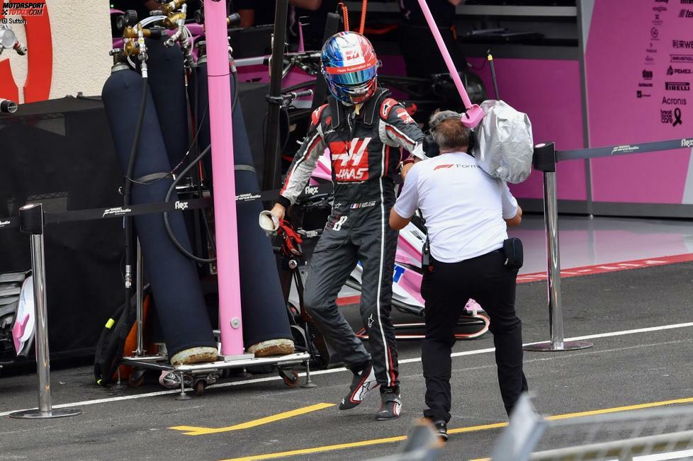 Romain Grosjean (4): Schade, denn der Haas war bei Grosjeans Heimrennen das viertbeste Auto. Der Franzose vermurkste das Qualifying mit seinem Abflug und war anschließend über sich selbst genervt. Und am Startcrash mit Ocon war er auch nicht ganz unschuldig.