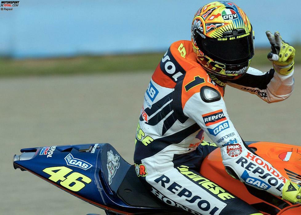 Valentino Rossi (2002-2003): 32 Rennen, 20 Siege, Weltmeister 2002,2003
