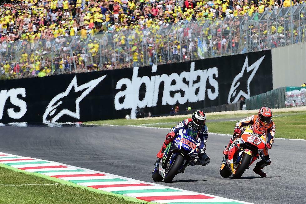 #4: Grand Prix von Italien 2016 in Mugello: Jorge Lorenzo (Yamaha) 0,019 Sekunden vor Marc Marquez (Honda)