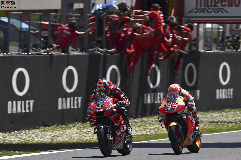 #10: Grand Prix von Italien 2019 in Mugello: Danilo Petrucci (Ducati) 0,043 Sekunden vor Marc Marquez (Honda)