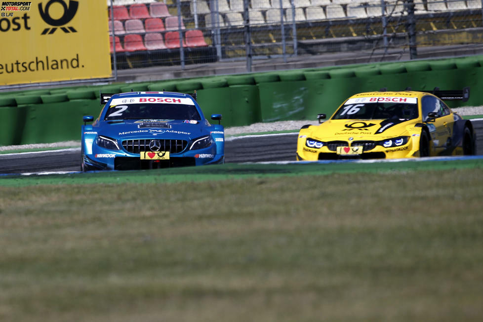 ... und tags darauf liefert sich der Mercedes-Mann einen heißen Kampf mit Timo Glock. Das spektakuläre Rennen geht in die Geschichtsbücher der DTM ein.