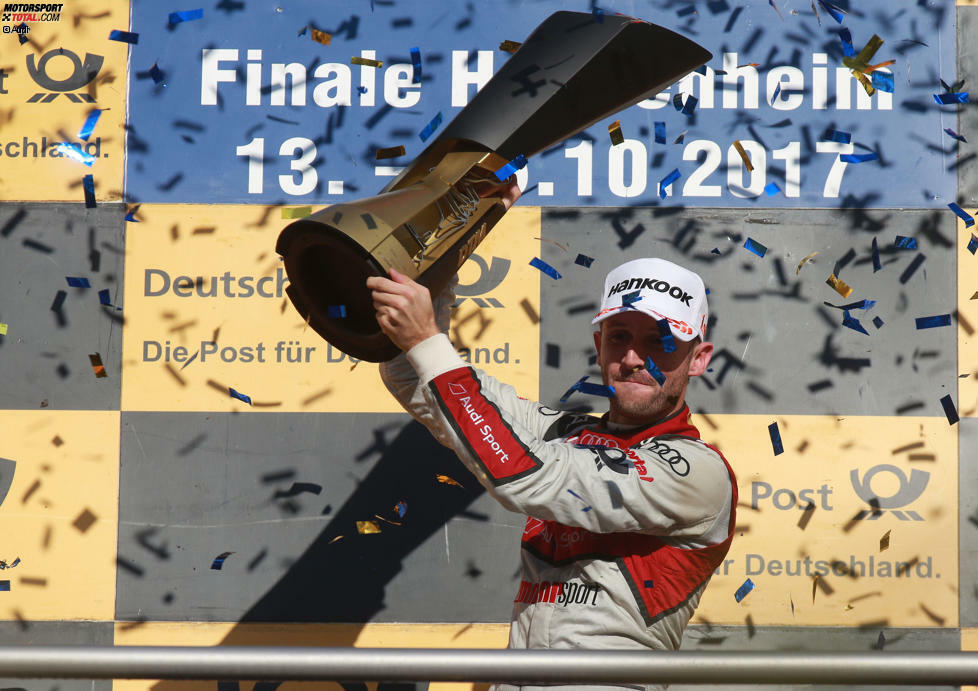 Doch alles kommt anders: Mit den Plätzen sechs und zwei in den beiden Rennen, wo Mattias Ekström nur Elfter und Achter wird, schafft Rene Rast das schier Unmögliche und krönt sich mit nur drei Punkten Vorsprung im Rookie-Jahr zum DTM-Champion 2017.