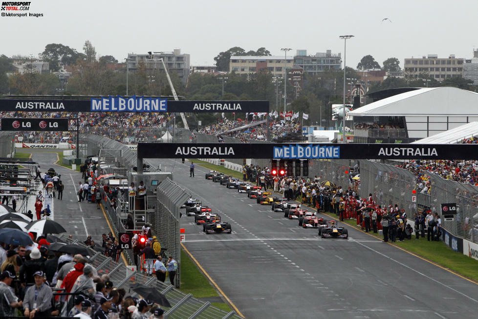Erstmals beide Autos in Reihe 1: Australien 2010 mit Sebastian Vettel und Mark Webber