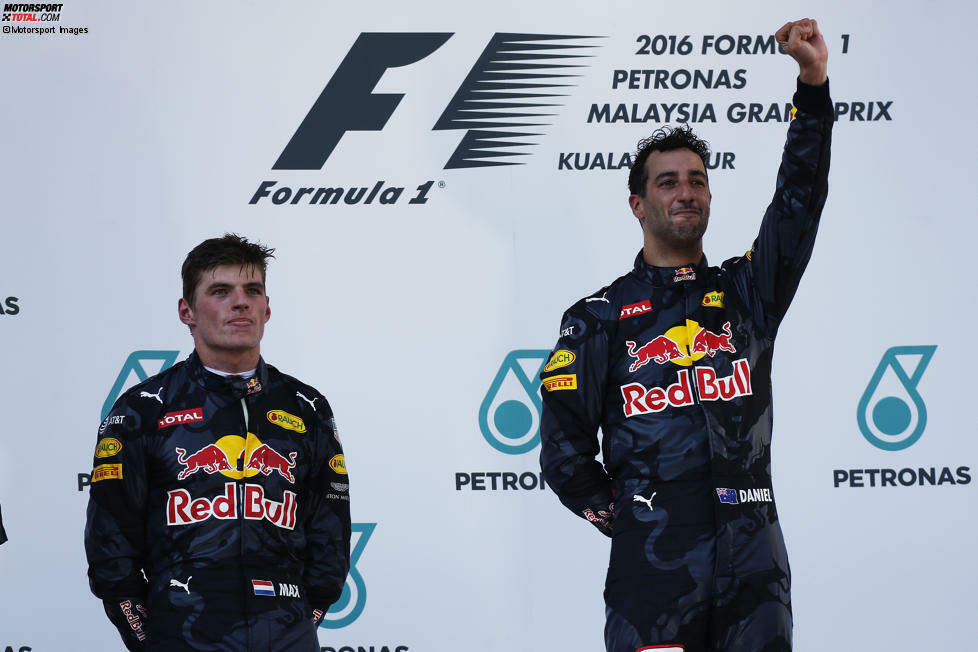 Letzter Doppelsieg: Malaysia 2016 mit Daniel Ricciardo und Max Verstappen