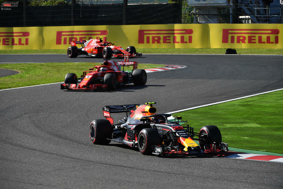 ... im Rennen fegt er nach vorne, attackiert jedoch Verstappen viel zu wild. Vettel dreht sich erneut und fällt an das Ende des Feldes zurück. Mit havariertem Auto rettet er Rang sechs, hätte aber locker als Dritter hinter den Mercedes ins Ziel kommen können. Realer Punktestand: 264:331. Fehlerbereinigt: 359:300.