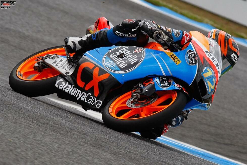 In der Saison 2012 bestreitet Alex Marquez seine ersten Rennen in der Moto3-WM mit einer Suter-Honda. Ein sechster Platz in Barcelona ist das Highlight. Parallel dazu tritt er in der spanischen Moto3-Serie an, wo er sich den Meistertitel sichert.