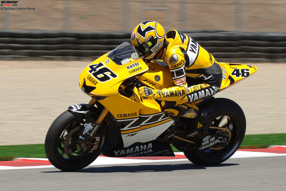 Laguna Seca 2005: Nach dem Umstieg auf Yamaha im Jahr 2004 feiert Rossi mit den Japanern das 50. Jubiläum mit einer gelben Lackierung beim US-Grand-Prix.