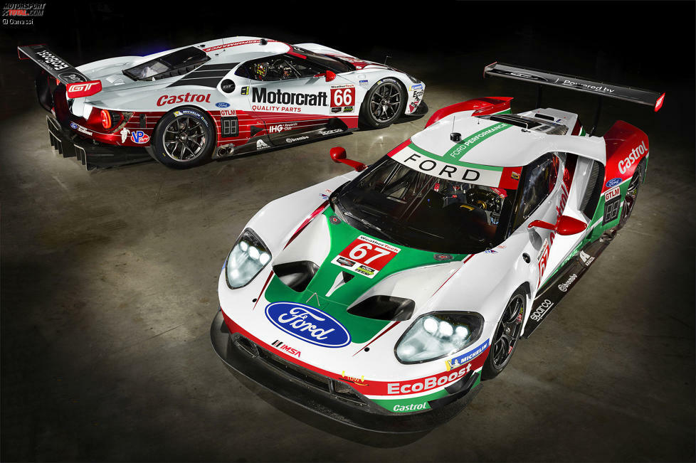 Ganassi-Ford #67 (Briscoe/Westbrook/Dixon) - Erinnerung an: Castrol. Mit Fahrzeug #67 würdigt Ford seinen Partner Castrol mit den klassischen Farben weiß, rot und grün. Dieses Design hat zahllose Rennautos und -motorräder über die Jahre geziert.