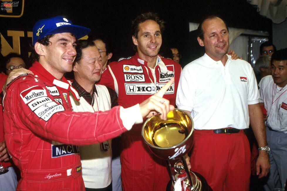 Platz 9: 1991 - Gerhard Berger (44,79 Prozent der Punkte von Ayrton Senna) - Klare Verhältnisse bei McLaren in Sennas letzter Meistersaison. Der Brasilianer gewinnt sieben der 16 Saisonrennen, Berger nur ein einziges - und das auch nur, weil Senna ihm beim vorletzten Rennen in Japan den Sieg überlässt.