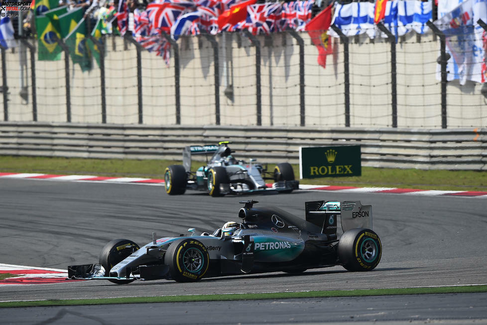 Mercedes (Lewis Hamilton/Nico Rosberg): 5 - Malaysia 2014, Bahrain 2014, China 2014, Spanien 2014, Monaco 2014