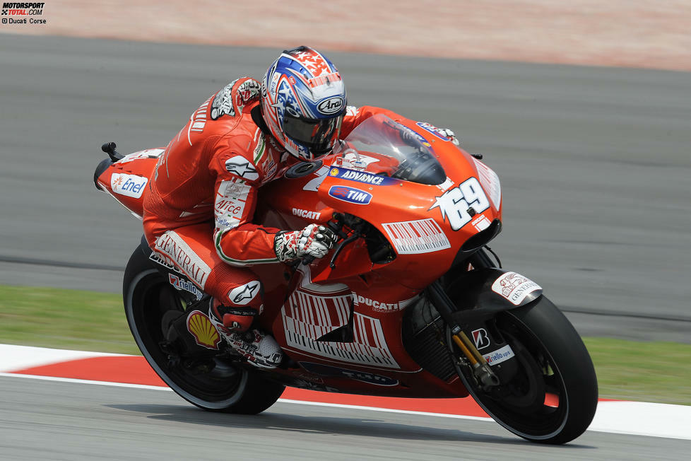 2009 (Desmosedici GP9) - Fahrer: Casey Stoner, Nicky Hayden, Mika Kallio (Ersatzfahrer) - Bilanz: 4 Siege, 8 Podestplätze, 3 Poles, P3 in der Hersteller-WM