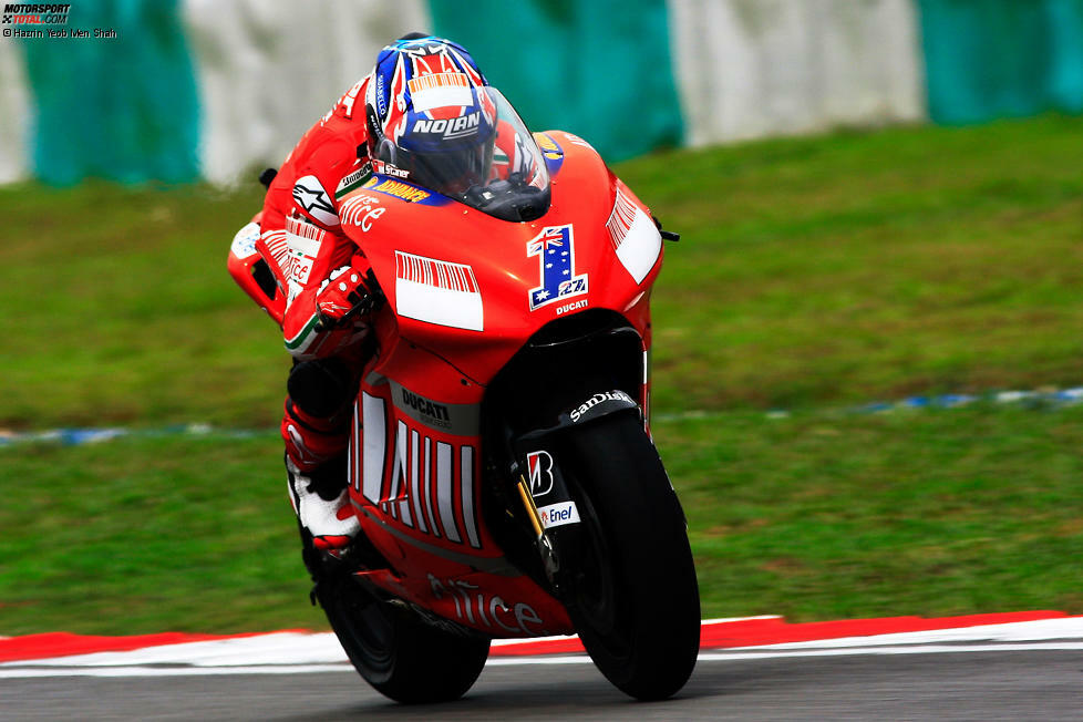 2008 (Desmosedici GP8) - Fahrer: Casey Stoner, Marco Melandri - Bilanz: 6 Siege, 11 Podestplätze, 9 Poles, Vizetitel in Hersteller- und Fahrer-WM (Stoner)