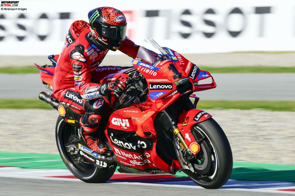 2024 (Desmosedici GP24) - Fahrer: Francesco Bagnaia, Enea Bastianini - Bilanz: 13 GP-Siege, 9 Sprint-Siege, 25 Podestplätze, 7 Poles, Vizetitel in der Fahrer-WM (Bagnaia), Titel in der Hersteller-WM
