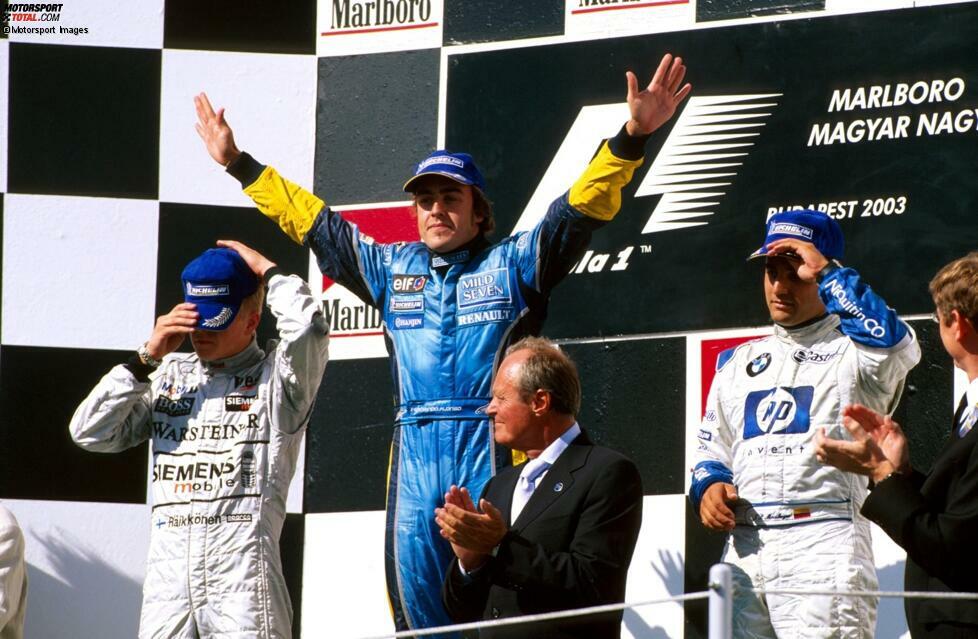 #7: Ungarn 2003 - Fernando Alonso, Kimi Räikkönen, Juan Pablo Montoya (Durchschnittsalter: 24 Jahre, 7 Monate, 12 Tage)