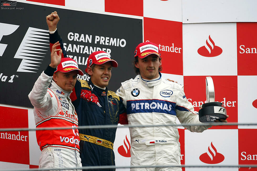 #2: Italien 2008 - Sebastian Vettel, Heikki Kovalainen, Robert Kubica (Durchschnittsalter: 23 Jahre, 11 Monate, 16 Tage)