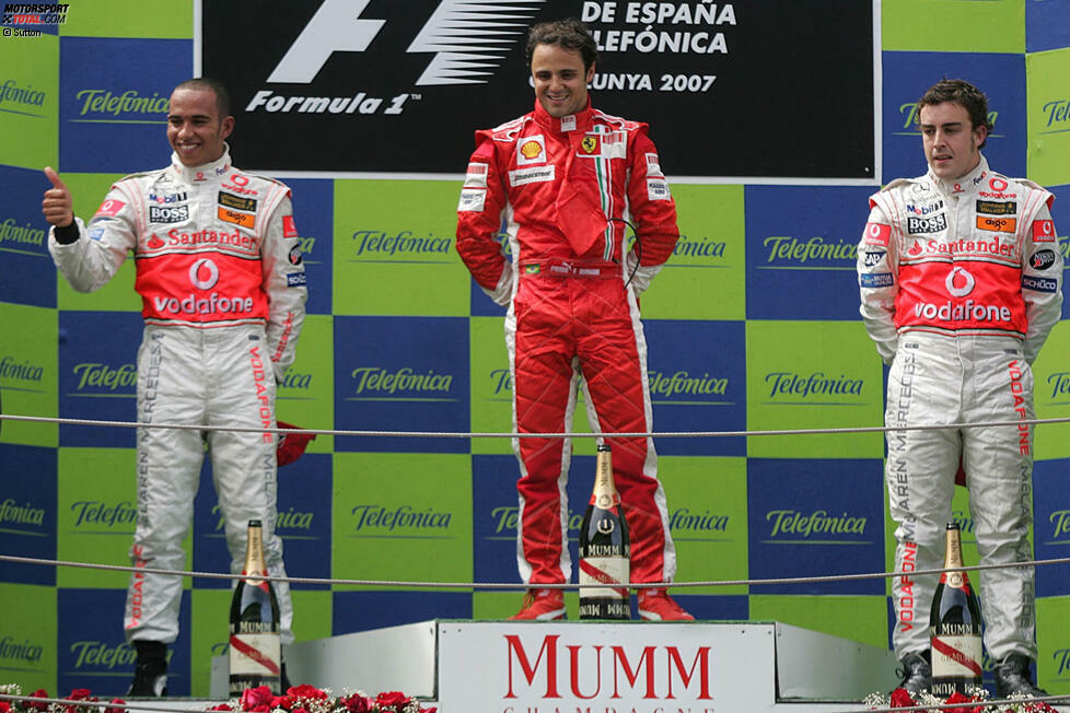 #10: Spanien 2007 - Felipe Massa, Lewis Hamilton, Fernando Alonso (Durchschnittsalter: 24 Jahre, 8 Monate, 24 Tage)