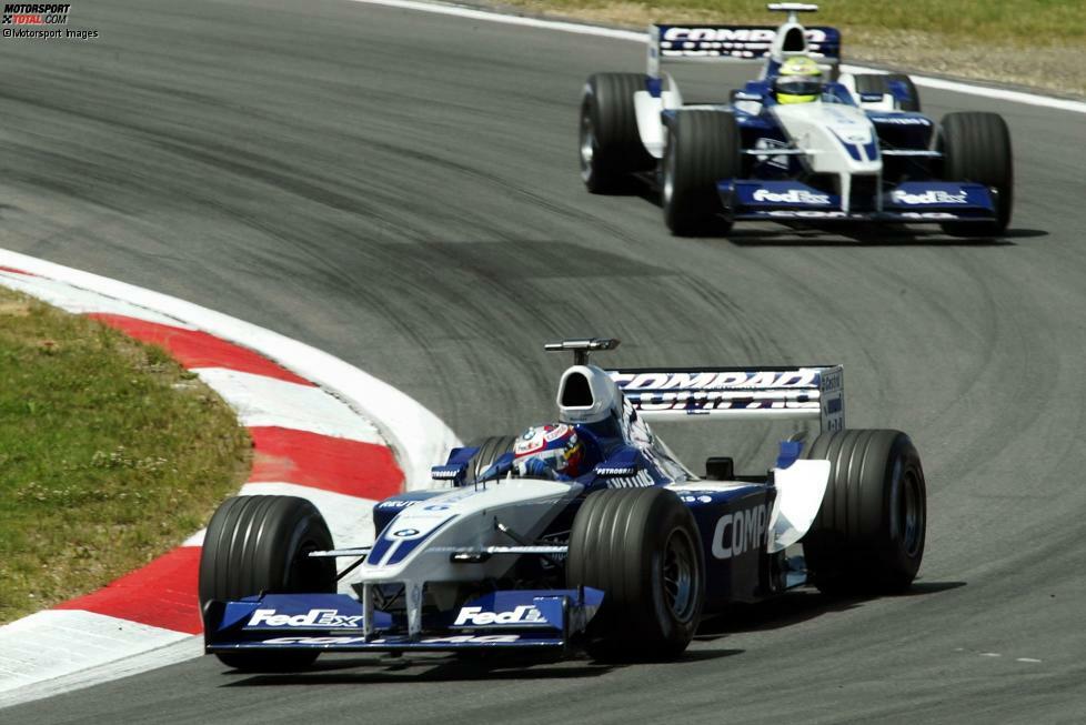 10. Europa 2002, Juan-Pablo Montoya vor Ralf Schumacher - 0,009 Sekunden: Im Williams-internen Duell am Nürburgring behält der Kolumbianer die Nase vorne. Das nützt ihm am Sonntag jedoch nichts: Nach einer Kollision mit David Coulthard scheidet Montoya aus. Auch Ralf Schumacher wird beim Sieg von Rubens Barrichello nur Vierter.