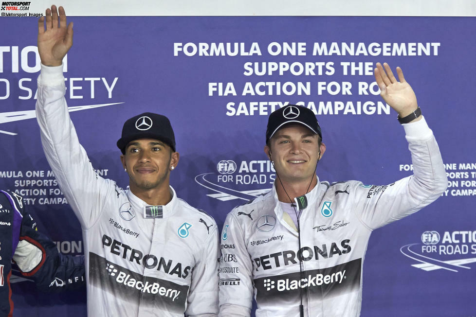 8. Singapur 2014, Lewis Hamilton vor Nico Rosberg - 0,007 Sekunden. Im engsten Qualifying der beiden Silberpfeil-Piloten geht es um den ersten Titel der Hybrid-Ära. Hamilton ist im Qualifying den Hauch schneller und siegt auch am Sonntag. Rosberg scheidet mit einem Problem aus und verliert die WM-Führung - und am Ende die WM.