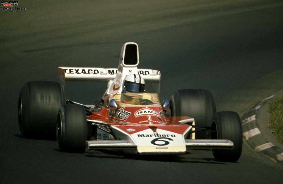 1974: Vor über 40 Jahren ging erstmals ein McLaren mit Marlboro-Branding und in den Farben Rot und Weiß auf die Strecke.