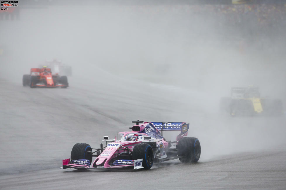 Sergio Perez (4): Das erste Opfer der Bedingungen. Schon nach eineinhalb Runden dreht er sich in die Mauer. Er schiebt es auf Aquaplaning, was passieren kann, dennoch hätte er gute Punkte für Racing Point holen können, wenn nicht sogar müssen.