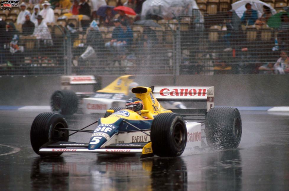 Der FW13 bringt Williams (mit Renault-Werksmotoren) zurück auf die Siegerstraße, als Thierry Boutsen, ein belgischer Regenspezialist, den Grand Prix von Kanada gewinnt.