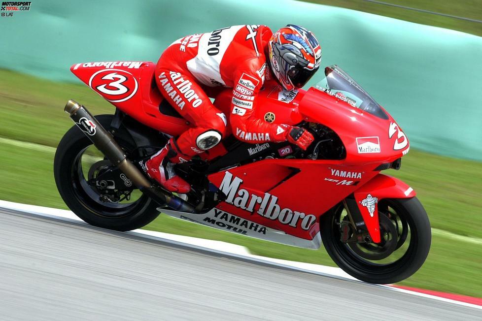 2002 (YZR-M1) - Fahrer: Max Biaggi, Carlos Checa, Wataru Yoshikawa (Testfahrer) - Bilanz: 2 Siege, 12 Podestplätze, 5 Poles, Vizetitel in Hersteller und Fahrer-WM (Biaggi)