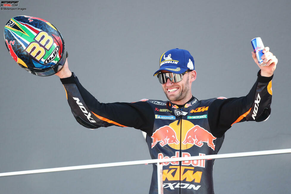 Die MotoGP-Bilanz von Brad Binder (Stand: Ende 2024): 91 Grands Prix, 2 GP-Siege, 2 Sprint-Siege, 11 Podestplätze, 4 schnellste Rennrunden. Moto3-Weltmeister 2016.