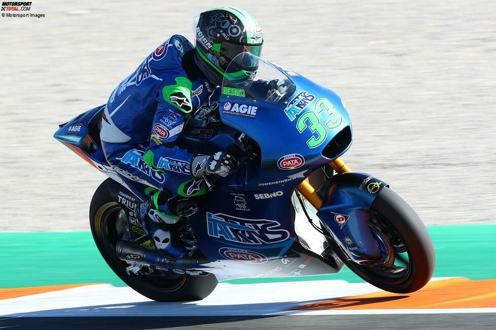 Ohne dem erhofften WM-Titel verlässt Bastianini die Moto3 und heuert für 2019 bei Italtrans in der Moto2-Klasse an. In Brünn erobert er seinen ersten Podestplatz. Es wird WM-Rang zehn.