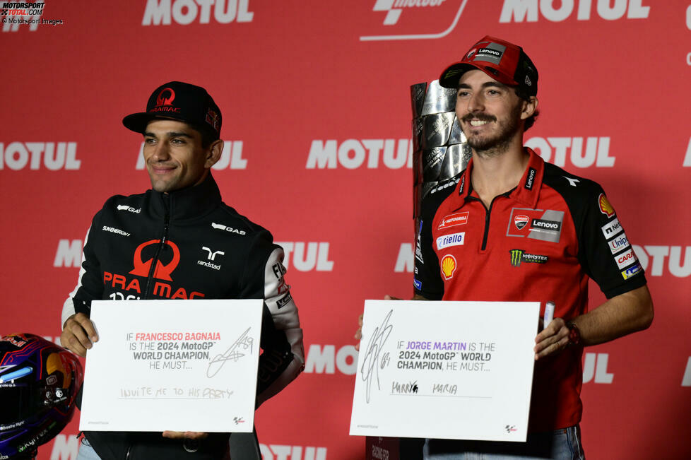 Aber auch 2024 heißt das WM-Duell wieder Jorge Martin gegen Francesco Bagnaia. Sie sind an den meisten Rennwochenenden die Klasse des Feldes und es wird früh klar, dass der WM-Titel nur über die beiden Ducati-Fahrer geht.