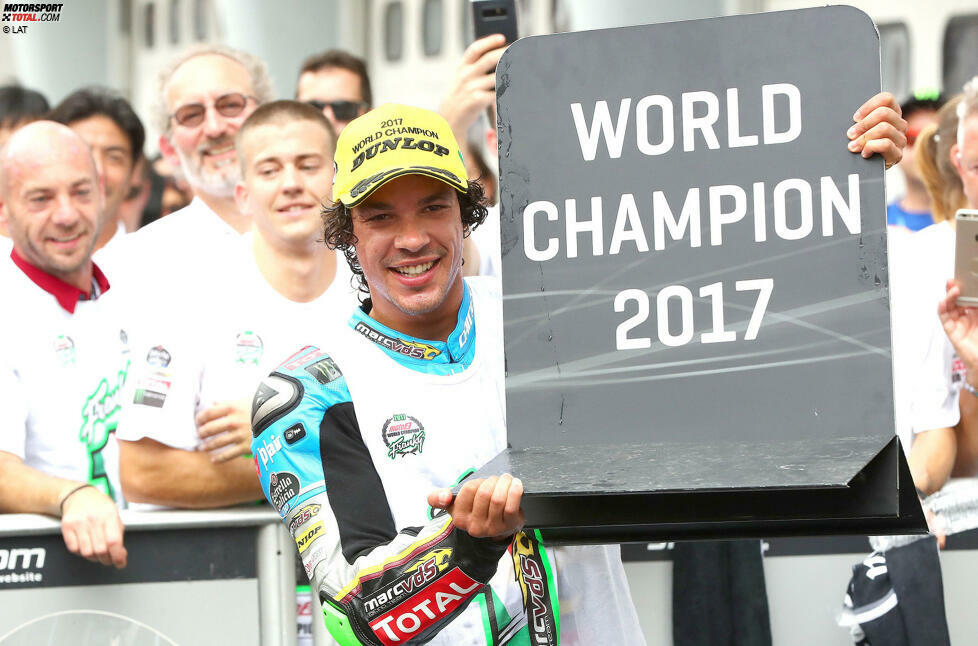 2017 ist Morbidelli der dominierende Mann und wird souverän Moto2-Weltmeister. Er gewinnt vier der ersten fünf Rennen und lässt später noch vier weitere Siege folgen. Als sich sein WM-Verfolger Tom Lüthi beim vorletzten Rennen in Malaysia verletzt, ist die WM endgültig entschieden.