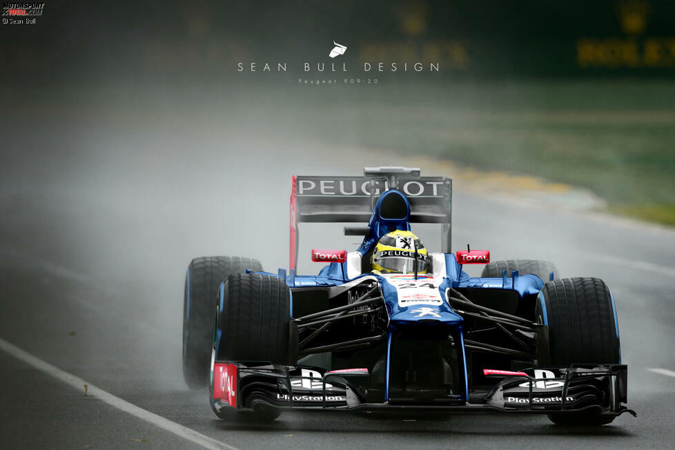 Ein paar Jahre in die Zukunft gedacht, in die Formel-1-Saison 2013, hätte ein Werks-Peugeot in der Formel 1 möglicherweise so ausgesehen. In Blau-Weiß-Rot war Peugeot 2009 noch einmal in Le Mans erfolgreich, mit einem gewissen Alexander Wurz am Steuer. Ein Formel-1-Programm war da aber nur noch Träumerei fantasiereicher Fans.