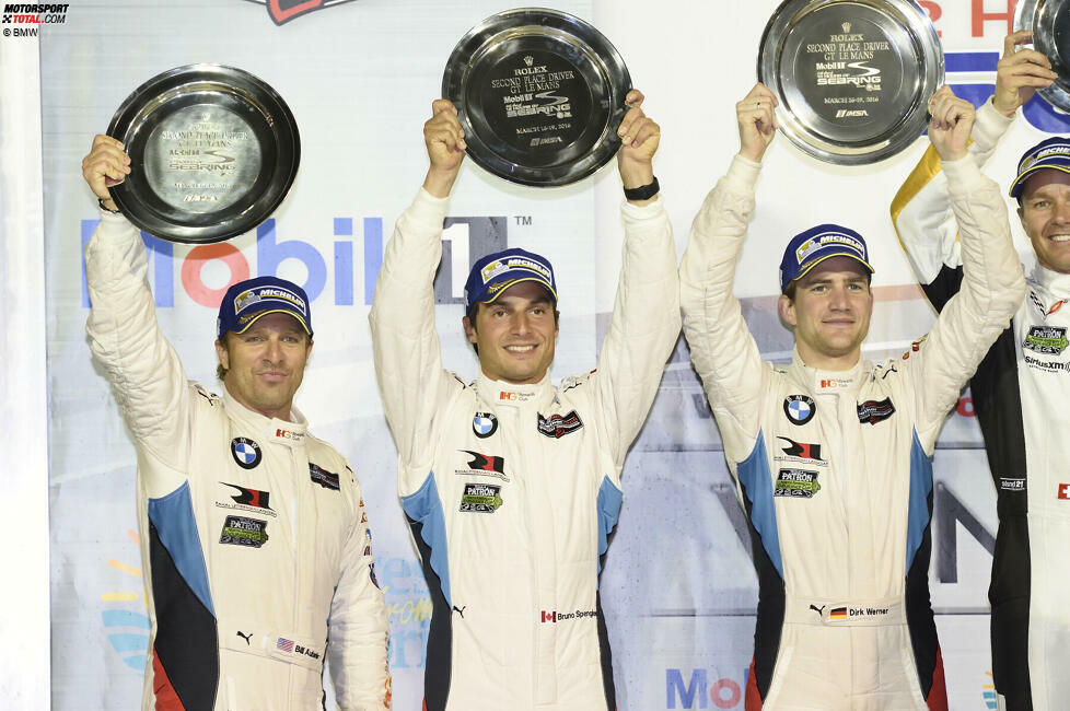 Etwas Trost spendet die Langstrecke: Spengler wird mit seinen Teampartnern Bill Auberlen und Dirk Werner beim 12-Stunden-Rennen in Sebring starker Zweiter. Es ist der erste Podestplatz für den neuen BMW M6 GTLM.