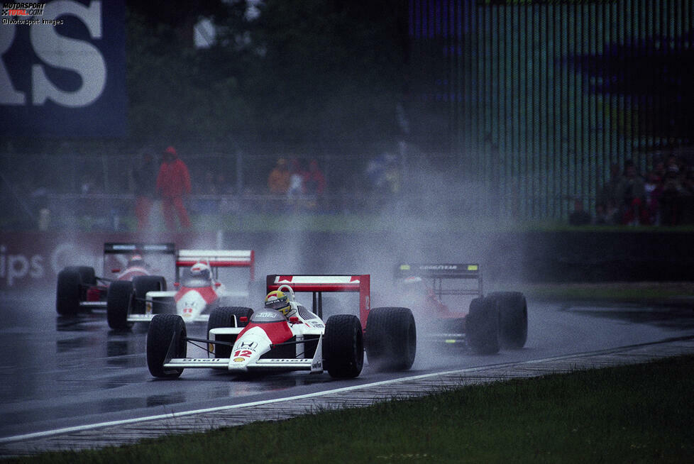 Im britischen Regen endet die McLaren-Serie: Senna siegt, doch Prost ist nach 24 Runden raus. Er gibt Leistungsverlust und Handlingprobleme als Ursache für seinen Ausfall an.