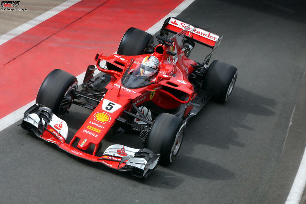 2017: Sebastian Vettel steuert einen Ferrari SF70H mit dem Cockpitschutz Aeroscreen, der sich aber nicht durchsetzt. Die Formel 1 wird stattdessen Halo verwenden.