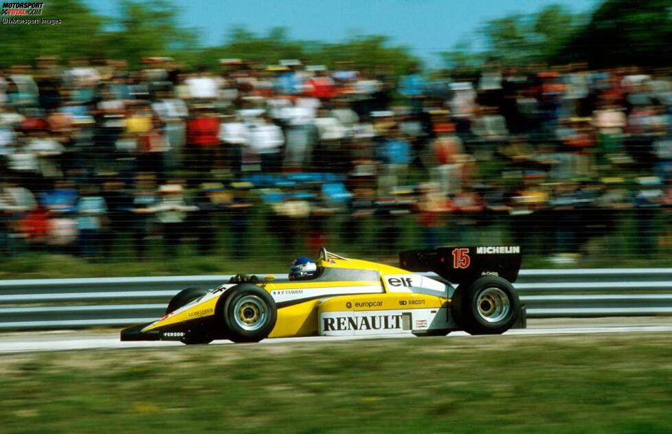 1:02.200 Minuten: Patrick Tambay (Renault), Dijon 1984