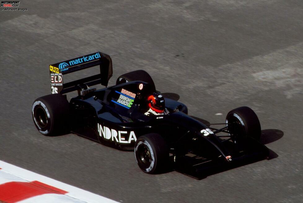 1992: Ein schwarzes Auto, aber ein Fehlschlag in jeglicher Hinsicht ist der Andrea Moda S921, der überhaupt nur einen Rennstart vorweisen kann - in Monte Carlo. Dort ist nach elf Rennrunden Schluss.
