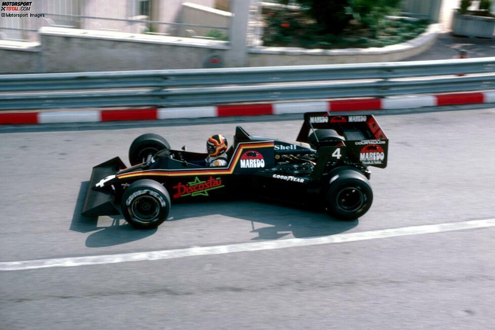 1984: Stefan Bellof fährt in Monte Carlo einen Tyrrell 012 in Schwarz und wird im Regenrennen auf Position drei gewertet. Den Podestplatz verliert er später: Tyrrell wird für das komplette Jahr aus der Wertung genommen!