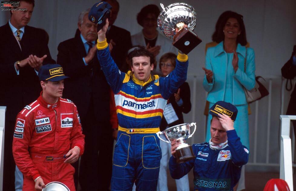 Es ist der letzte große Erfolg des Teams, das 1997 unter neuem Namen startet: Der viermalige Weltmeister Alain Prost übernimmt und lässt den Rennstall in seinem Namen antreten, muss aber nach wenigen Jahren zusperren - ohne Sieg.