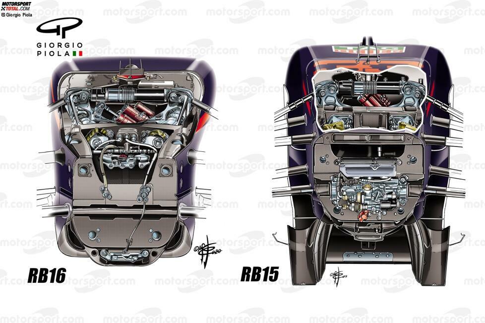 Die Aufhängung des RB16 hat sich enorm verändert: Die Lenkstangen sind deutlich weiter im Bulkhead verschwunden. Das sollte das Verhalten beim Lenken verbessern, doch das Auto ist eher bockiger geworden - vor allem bei weniger Benzin.