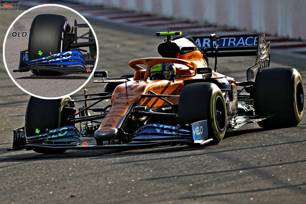 McLaren MCL35: Frontflügel-Vergleich (neu/alt)