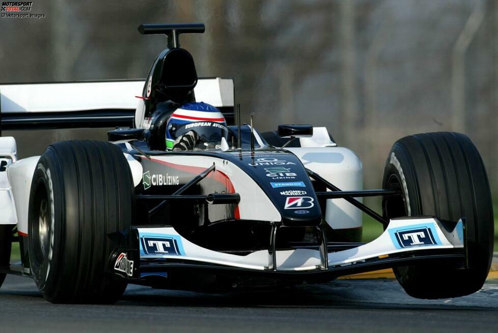 In der Formel 1 ist Bruni weniger Erfolg beschienen. Für Minardi fährt er 2004 eine Saison, in der er insgesamt achtmal ausfällt und mit einer Bestleistung von Platz 14 weit von den Punkterängen entfernt ist. Teamkollege Zsolt Baumgartner holt in den USA überraschend als Achter einen Punkt.